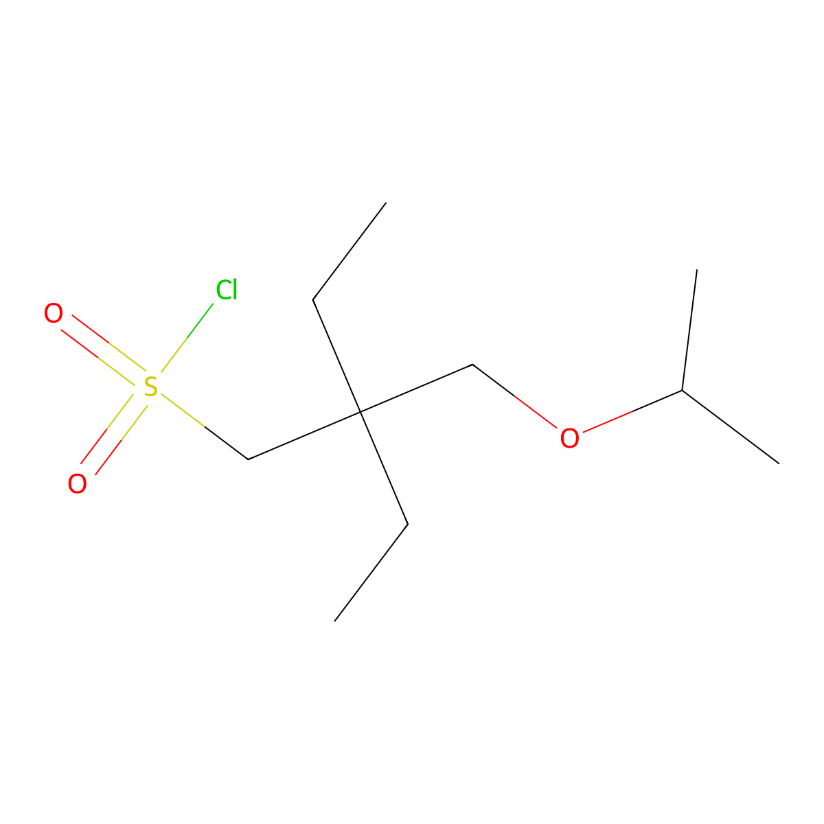 2-Ethyl-2-(isopropoxymethyl)butane-1-sulfonyl chloride molecular structure, CAS 1494922-20-1
