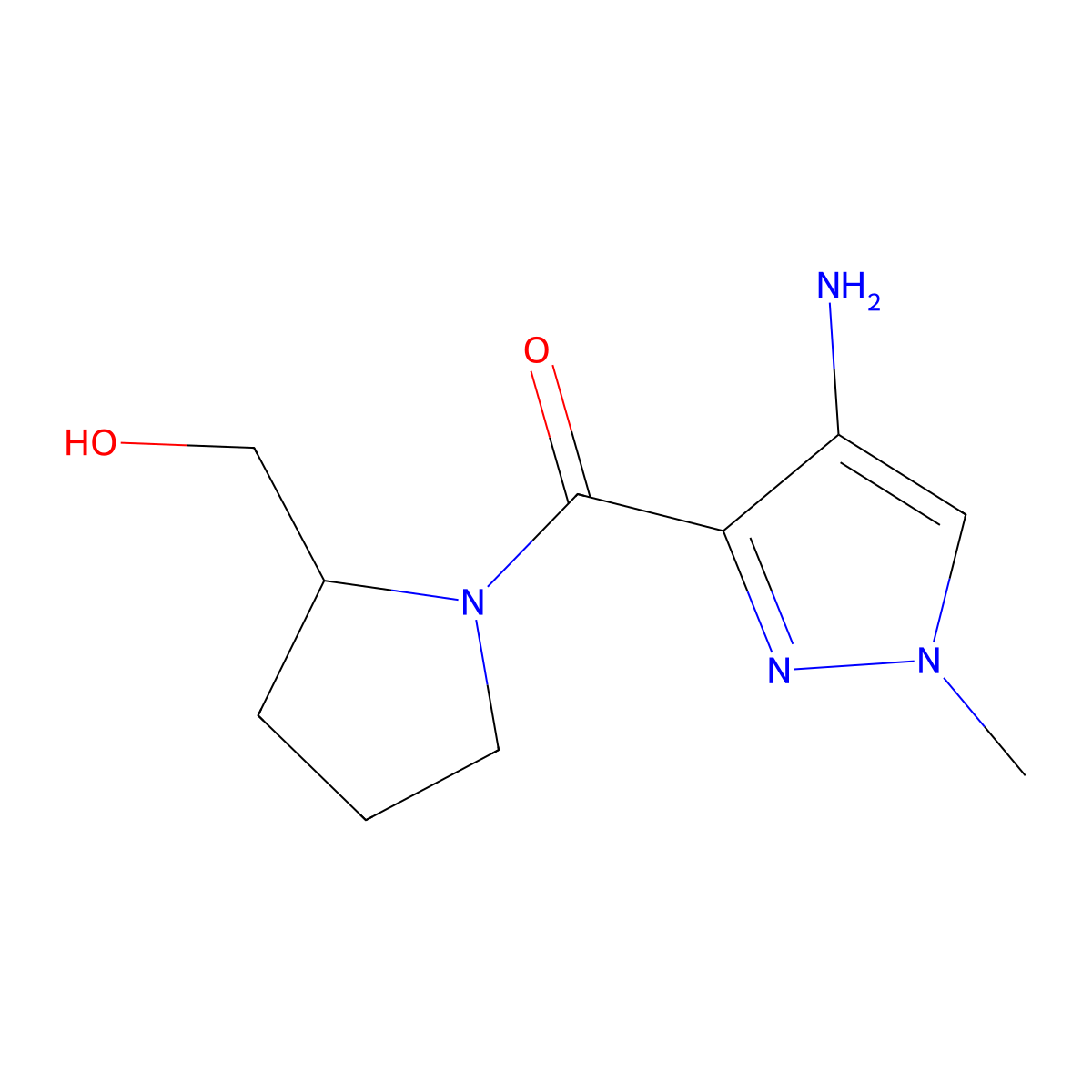 [1-(4-amino-1-methyl-1H-pyrazole-3-carbonyl)pyrrolidin-2-yl]methanol molecular structure, CAS 1494956-85-2