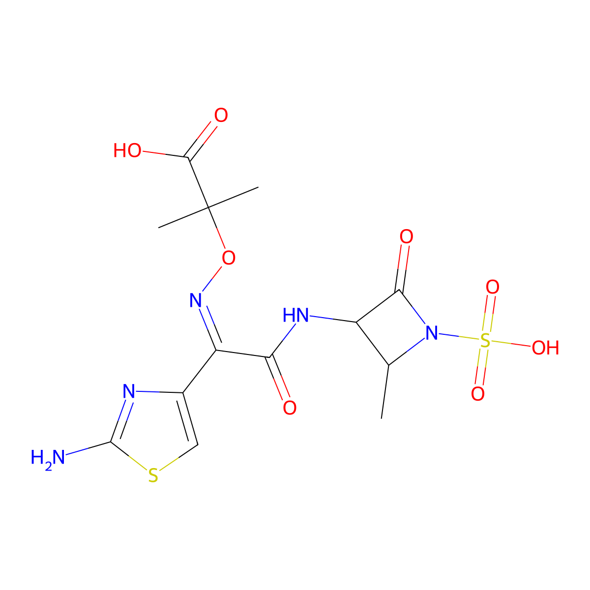 Aztreonam molecular structure, CAS 149496-40-2