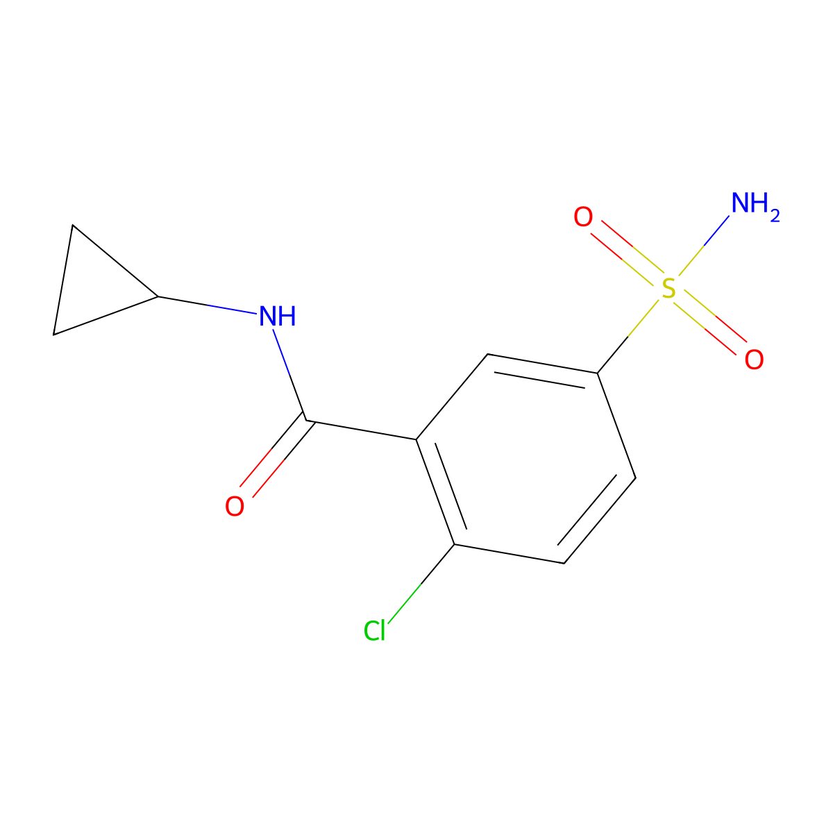 2-chloro-N-cyclopropyl-5-sulfamoylbenzamide molecular structure, CAS 1494964-49-6