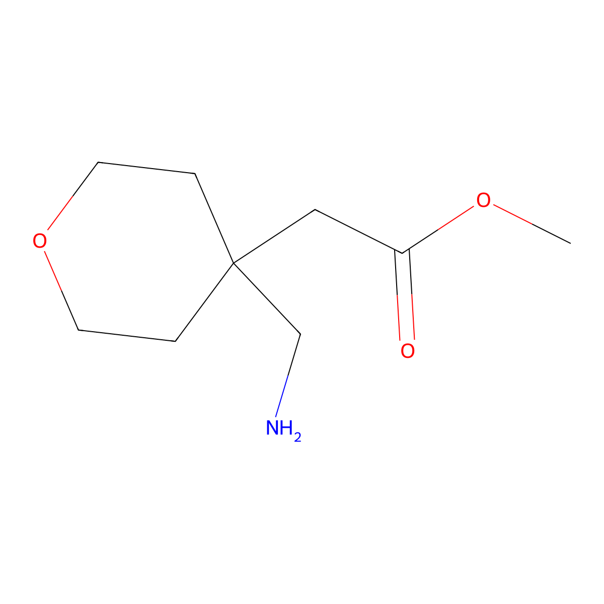 Methyl 2-[4-(aminomethyl)oxan-4-yl]acetate molecular structure, CAS 1494969-72-0