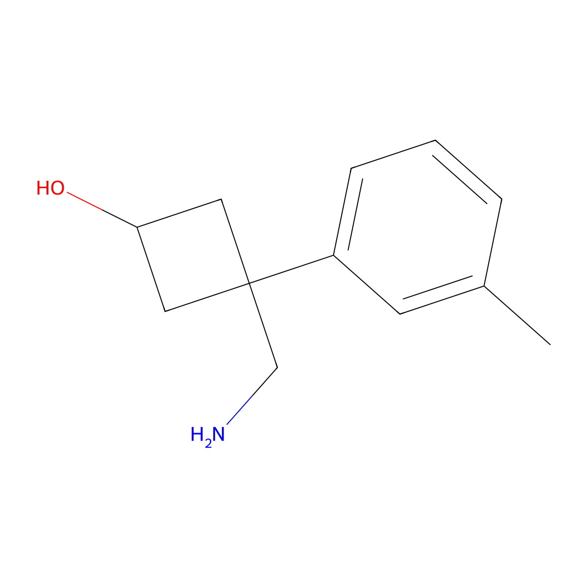 3-(Aminomethyl)-3-(m-tolyl)cyclobutan-1-ol molecular structure, CAS 1494978-05-0