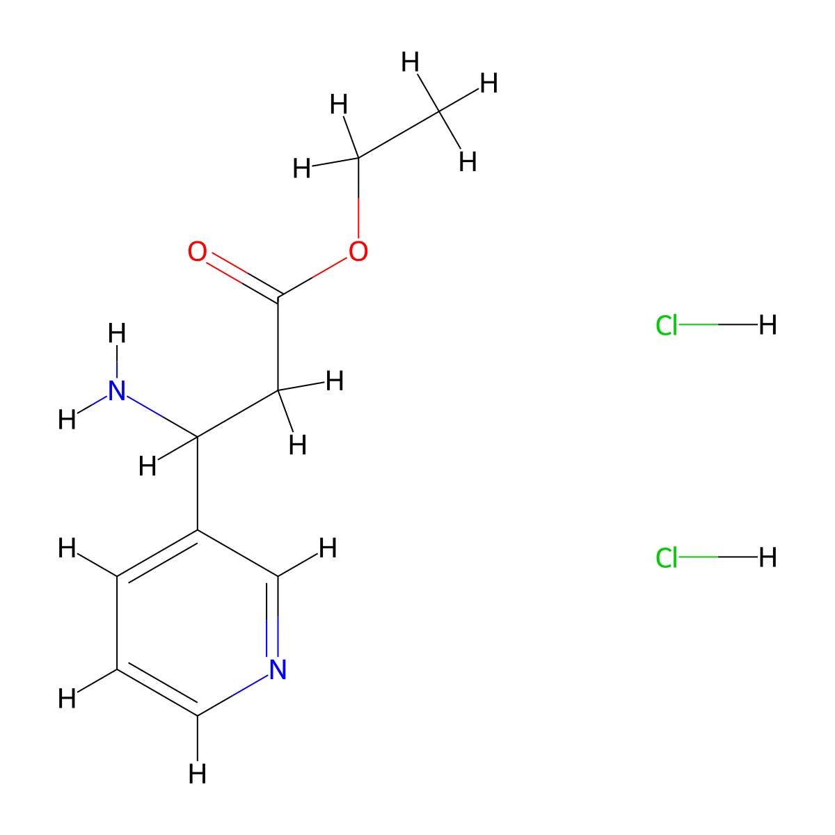 Ethyl 3-amino-3-(pyridin-3-yl)propanoate dihydrochloride molecular structure, CAS 149498-96-4