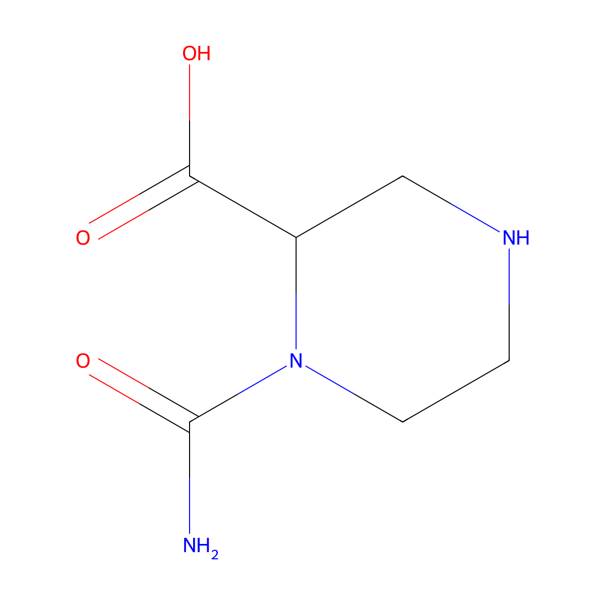 1-Carbamoylpiperazine-2-carboxylic acid molecular structure, CAS 1494980-78-7