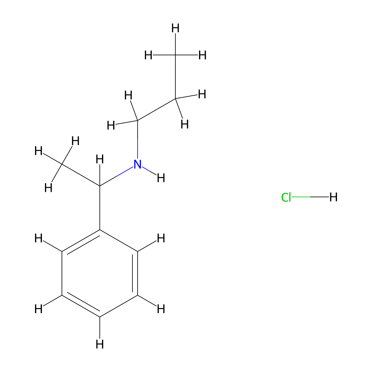 (1-Phenylethyl)(propyl)amine hydrochloride molecular structure, CAS 149499-66-1