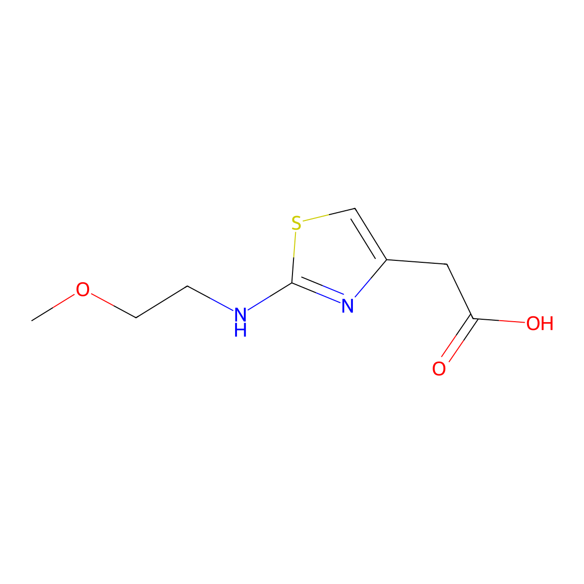 2-{2-[(2-Methoxyethyl)amino]-1,3-thiazol-4-yl}acetic acid molecular structure, CAS 1494991-01-3