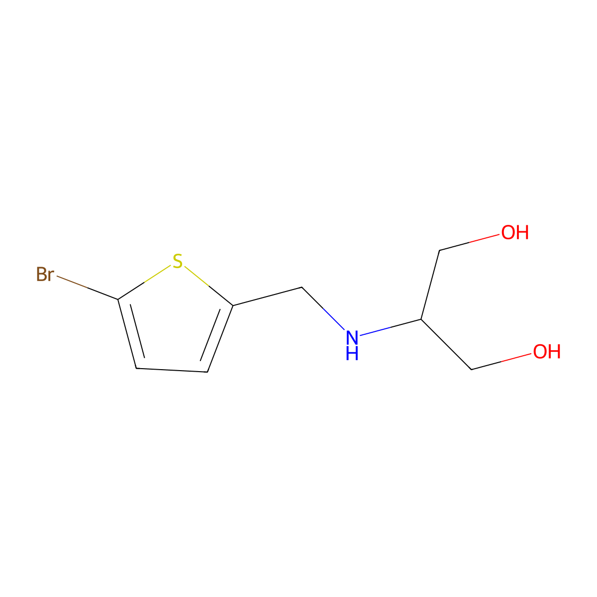 2-{[(5-Bromothiophen-2-yl)methyl]amino}propane-1,3-diol molecular structure, CAS 1494993-40-6