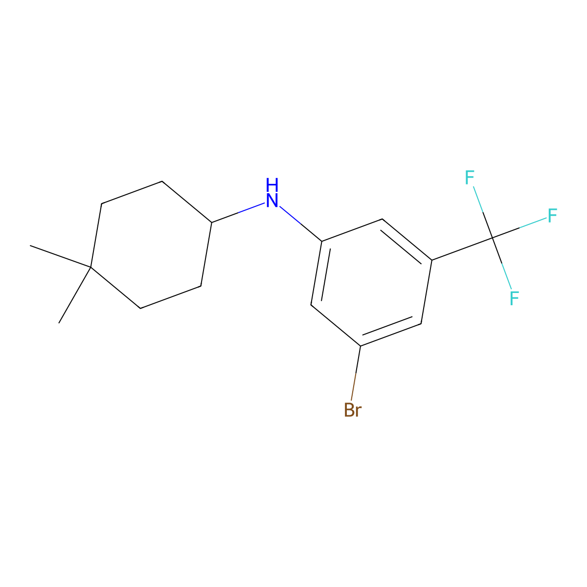 3-bromo-N-(4,4-dimethylcyclohexyl)-5-(trifluoromethyl)aniline molecular structure, CAS 1495029-85-0