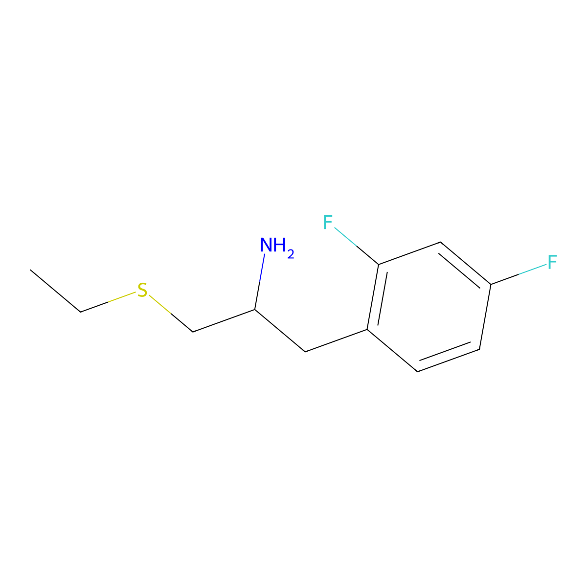 1-(2,4-Difluorophenyl)-3-(ethylsulfanyl)propan-2-amine molecular structure, CAS 1495037-95-0