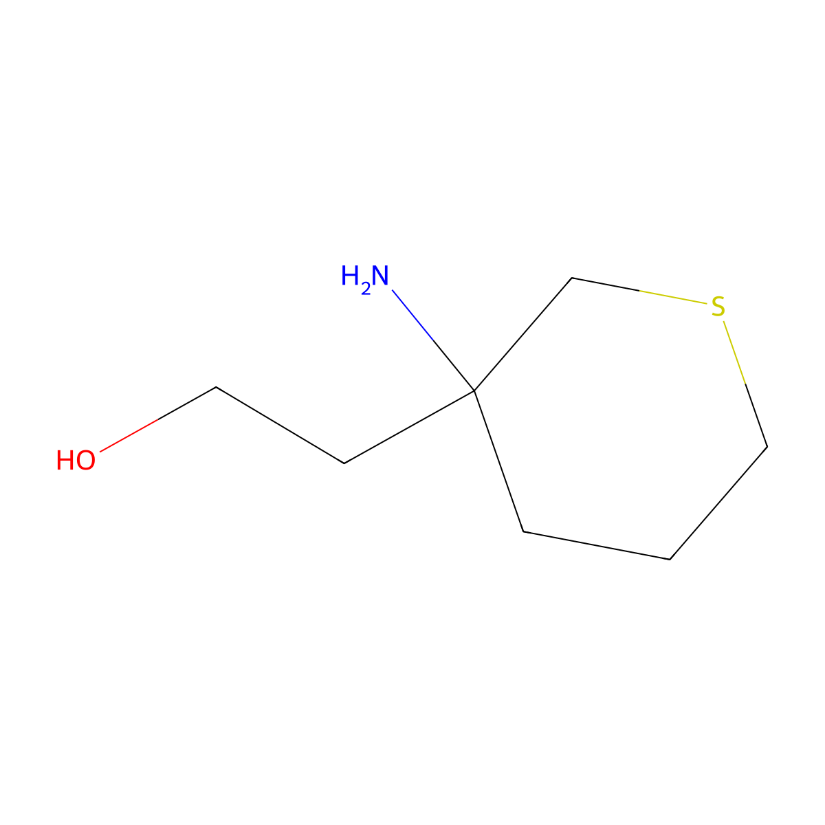 2-(3-Aminothian-3-yl)ethan-1-ol molecular structure, CAS 1495057-23-2