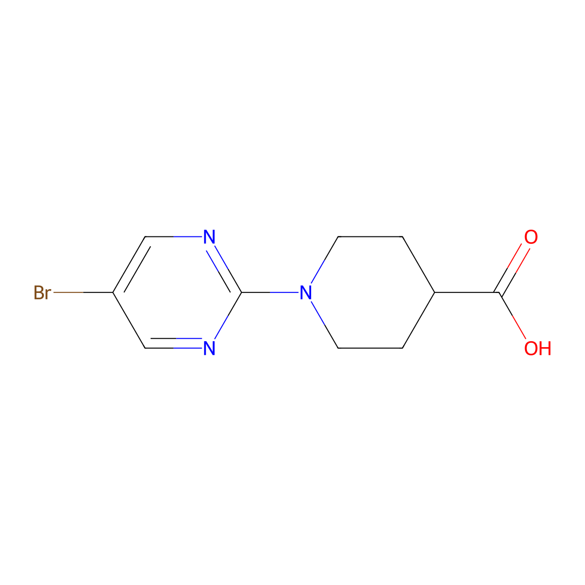 1-(5-Bromopyrimidin-2-yl)piperidine-4-carboxylic acid molecular structure, CAS 149506-04-7
