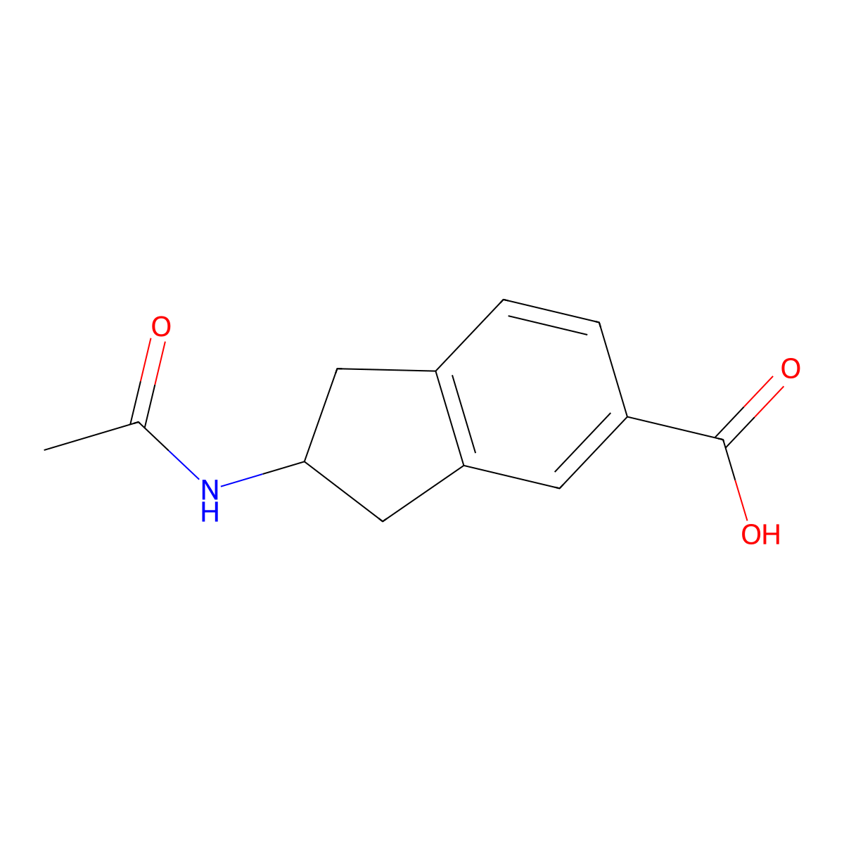 2-acetamido-2,3-dihydro-1H-indene-5-carboxylic acid molecular structure, CAS 149506-50-3