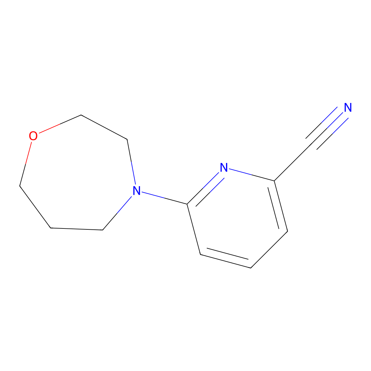 6-(1,4-Oxazepan-4-yl)pyridine-2-carbonitrile molecular structure, CAS 1495064-75-9