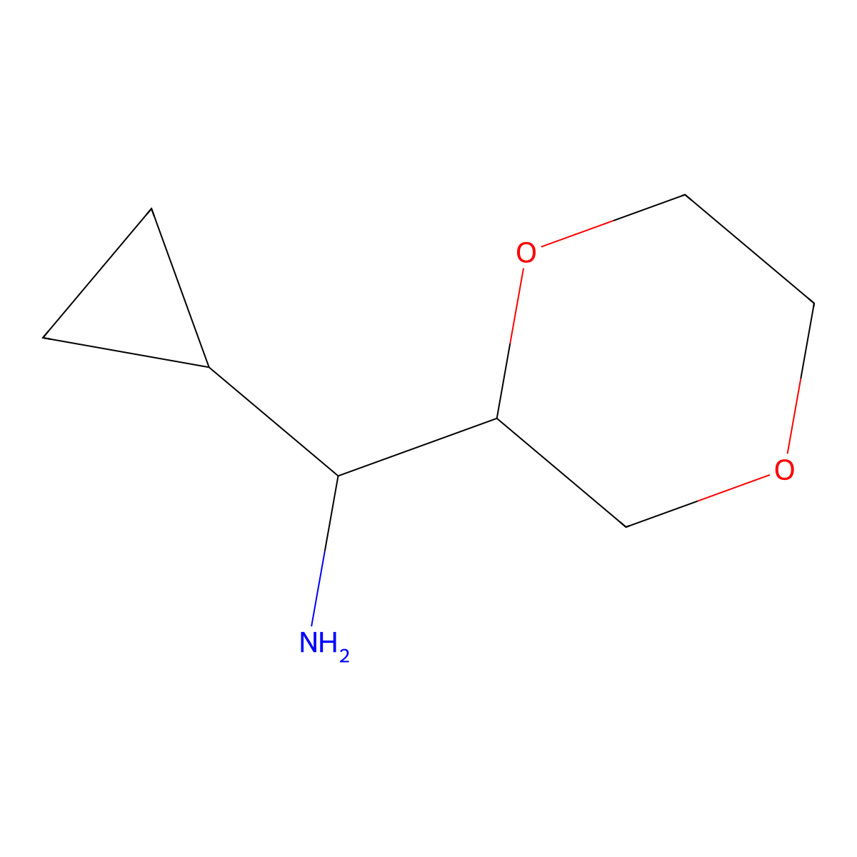 Cyclopropyl(1,4-dioxan-2-yl)methanamine molecular structure, CAS 1495075-33-6
