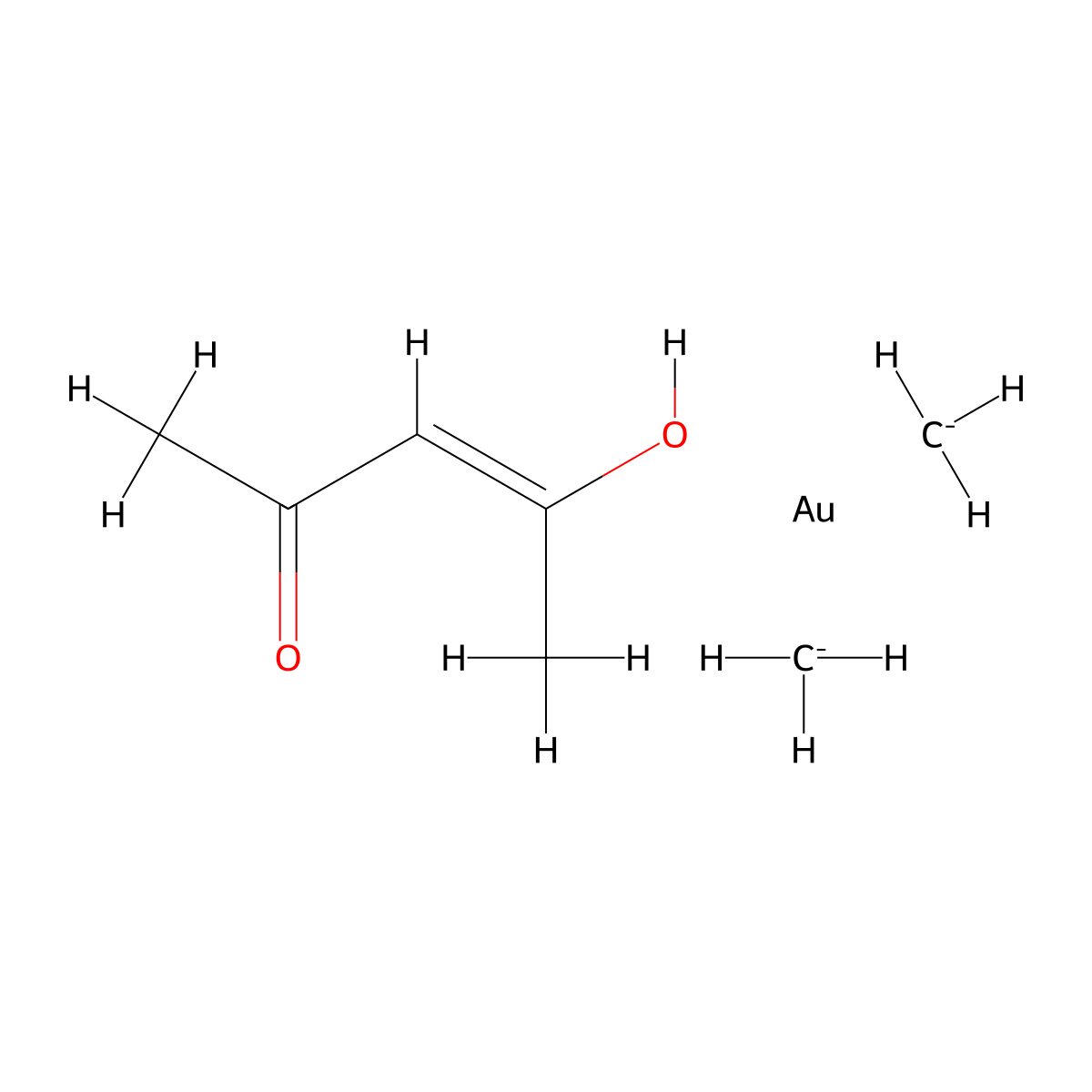 Dimethyl(acetylacetonate)gold(III) molecular structure, CAS 14951-50-9