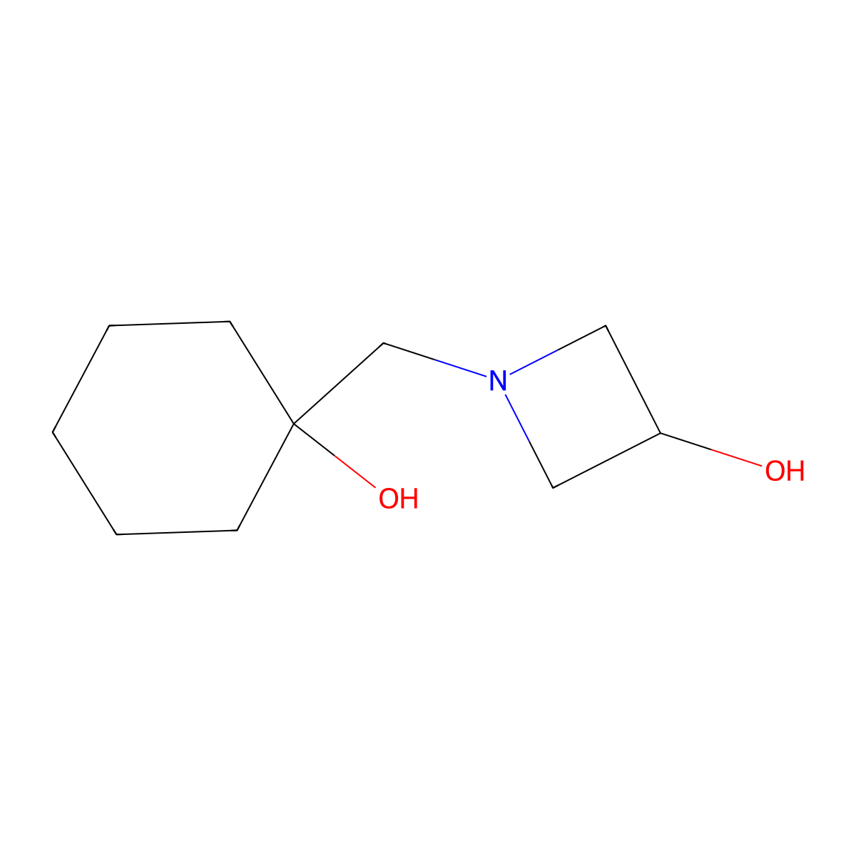 1-[(1-Hydroxycyclohexyl)methyl]azetidin-3-ol molecular structure, CAS 1495122-68-3