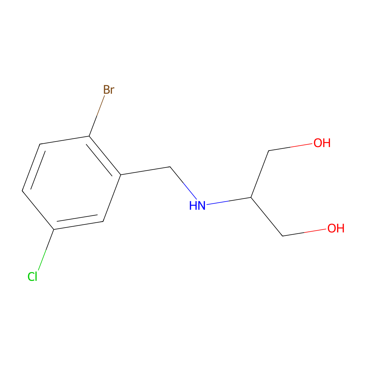 2-{[(2-Bromo-5-chlorophenyl)methyl]amino}propane-1,3-diol molecular structure, CAS 1495133-96-4