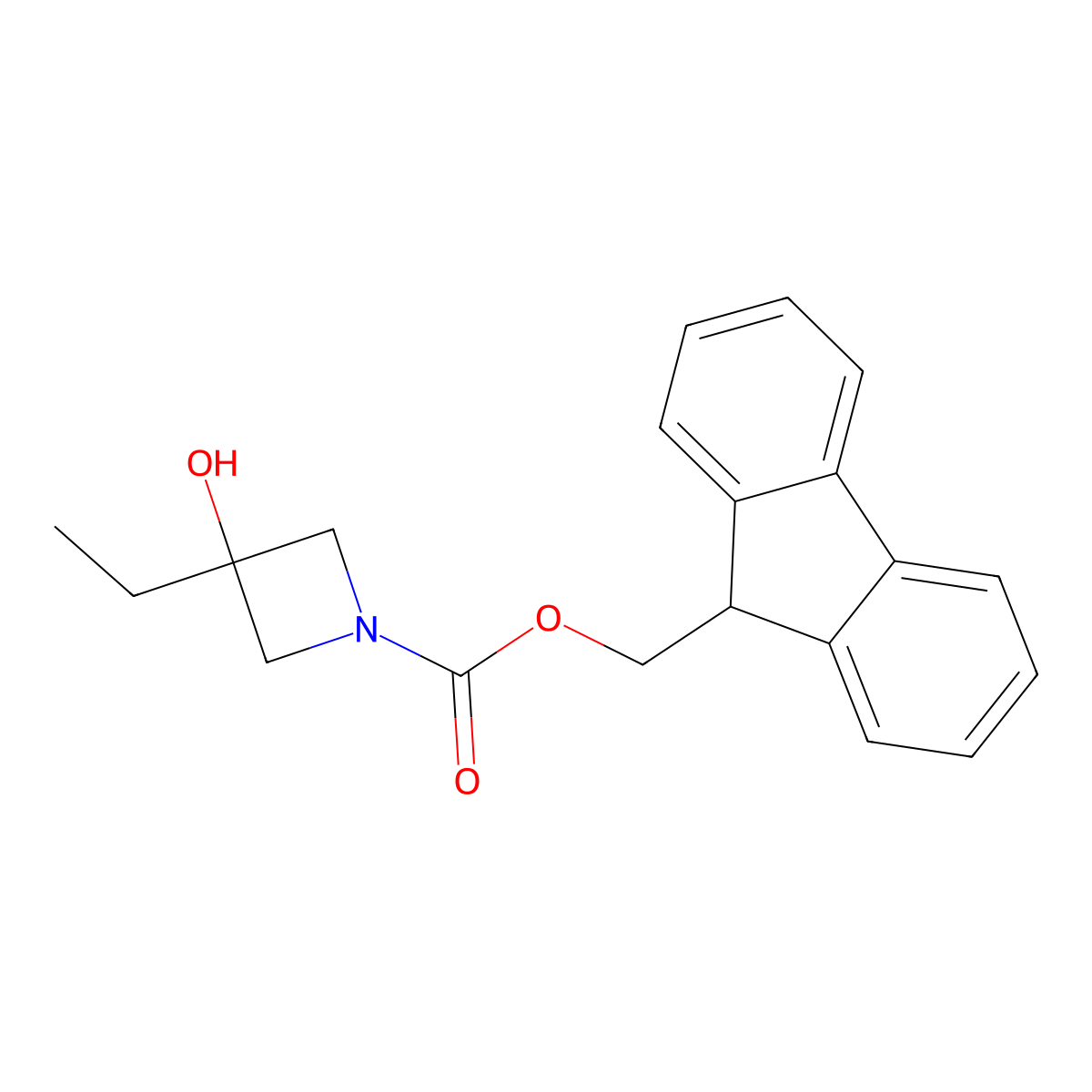 (9H-fluoren-9-yl)methyl 3-ethyl-3-hydroxyazetidine-1-carboxylate molecular structure, CAS 1495139-98-4