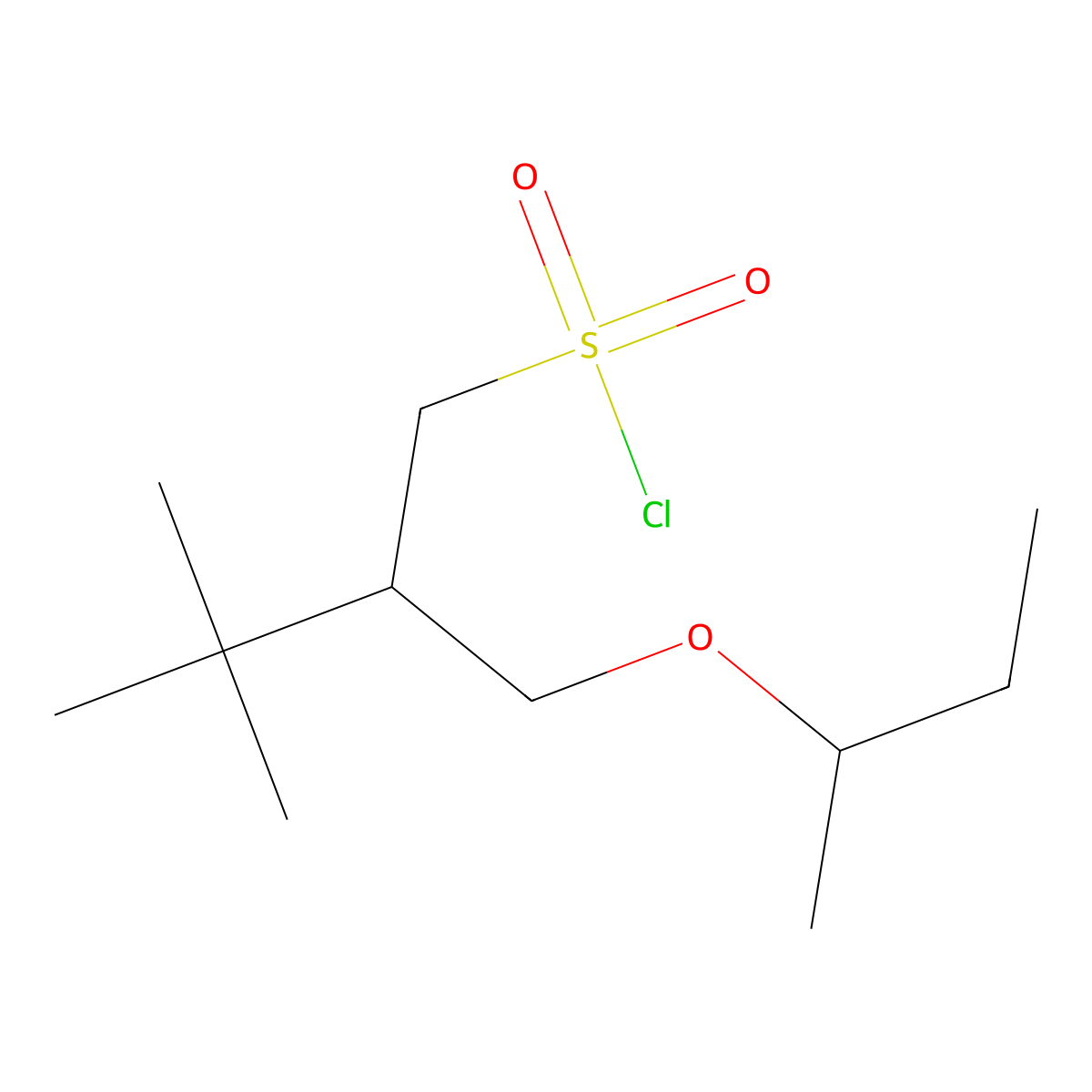 2-(Sec-butoxymethyl)-3,3-dimethylbutane-1-sulfonyl chloride molecular structure, CAS 1495151-03-5