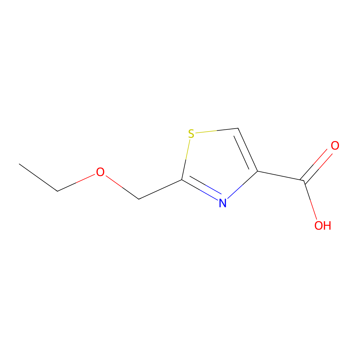 2-(Ethoxymethyl)-1,3-thiazole-4-carboxylic acid molecular structure, CAS 1495157-12-4