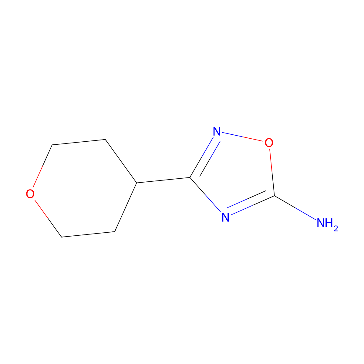 3-(Oxan-4-yl)-1,2,4-oxadiazol-5-amine molecular structure, CAS 1495158-54-7