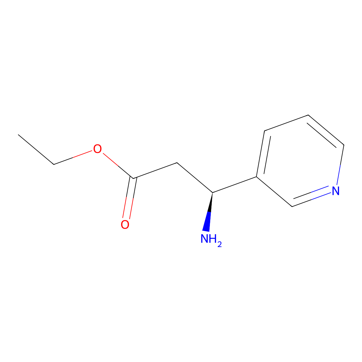 3-Pyridinepropanoic acid, beta-amino-, ethyl ester, (betaS)- molecular structure, CAS 149519-95-9