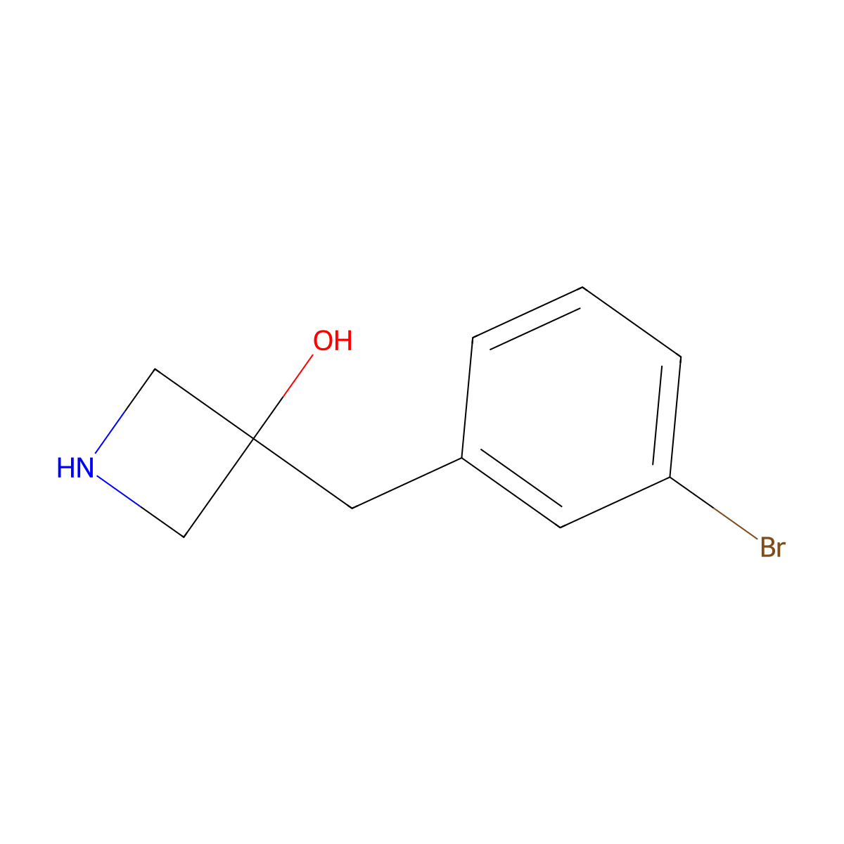 3-[(3-Bromophenyl)methyl]azetidin-3-ol molecular structure, CAS 1495199-71-7