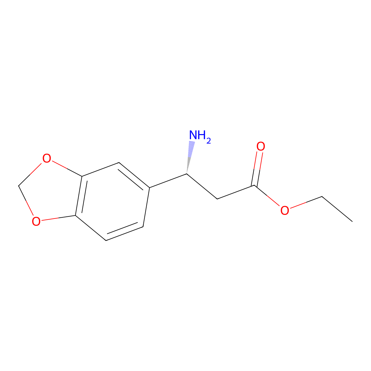 Ethyl (3R)-3-amino-3-(2H-1,3-benzodioxol-5-YL)propanoate molecular structure, CAS 149520-08-1