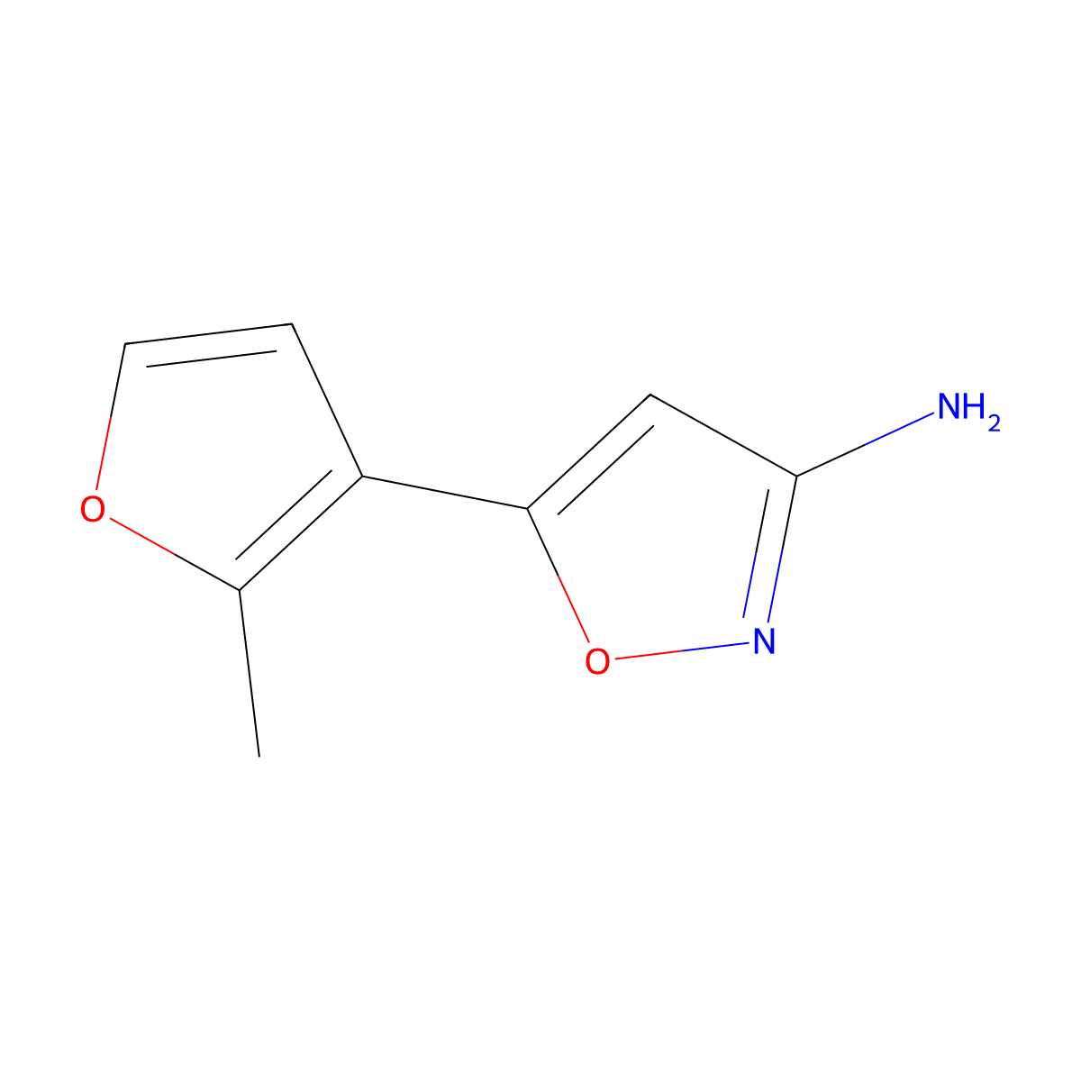 5-(2-Methylfuran-3-yl)-1,2-oxazol-3-amine molecular structure, CAS 1495210-42-8