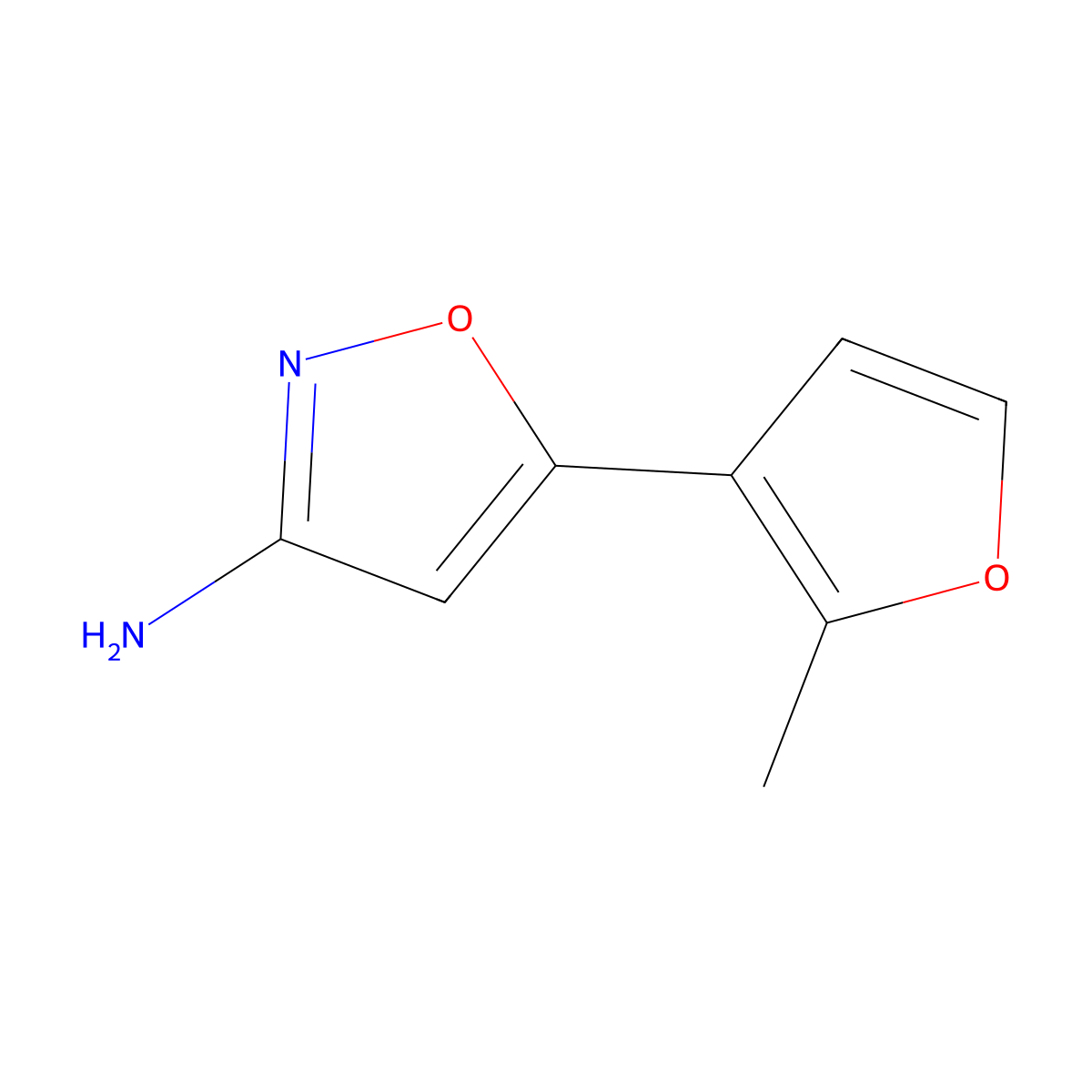 5-(2-Methylfuran-3-yl)-1,2-oxazol-3-amine molecular structure, CAS 1495210-42-8