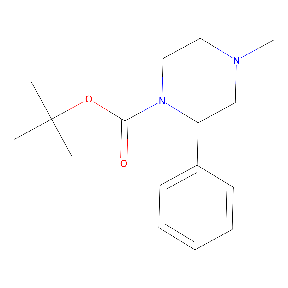 Tert-butyl 4-methyl-2-phenylpiperazine-1-carboxylate molecular structure, CAS 1495221-26-5
