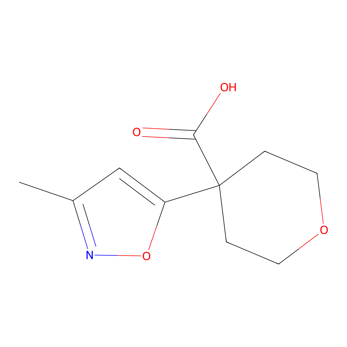 4-(3-Methyl-1,2-oxazol-5-yl)oxane-4-carboxylic acid molecular structure, CAS 1495236-90-2