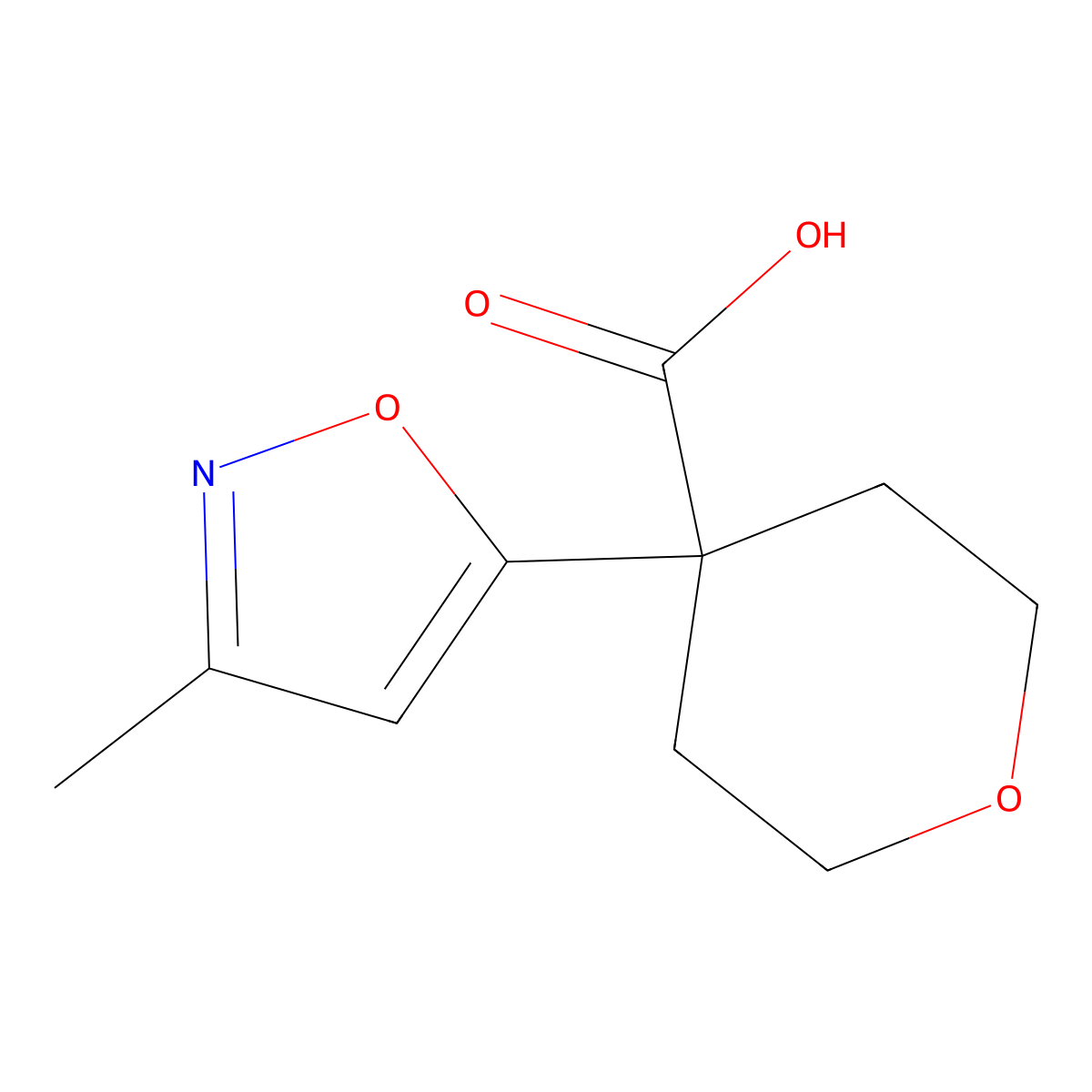 4-(3-Methyl-1,2-oxazol-5-yl)oxane-4-carboxylic acid molecular structure, CAS 1495236-90-2