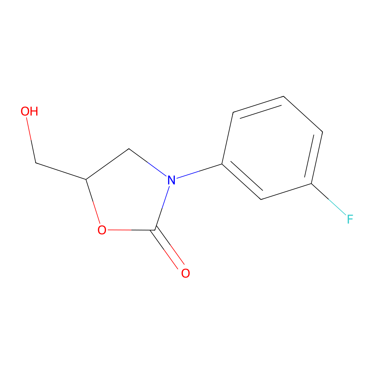 (R)-3-(3-Fluorophenyl)-5-(hydroxymethyl)oxazolidin-2-one molecular structure, CAS 149524-42-5