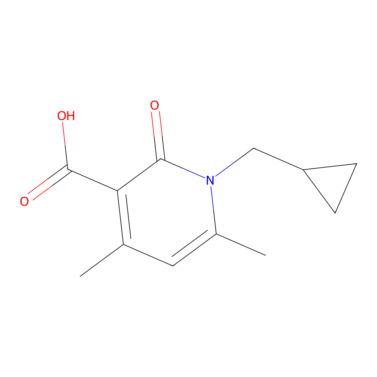 1-(Cyclopropylmethyl)-4,6-dimethyl-2-oxo-1,2-dihydropyridine-3-carboxylic acid molecular structure, CAS 1495247-89-6