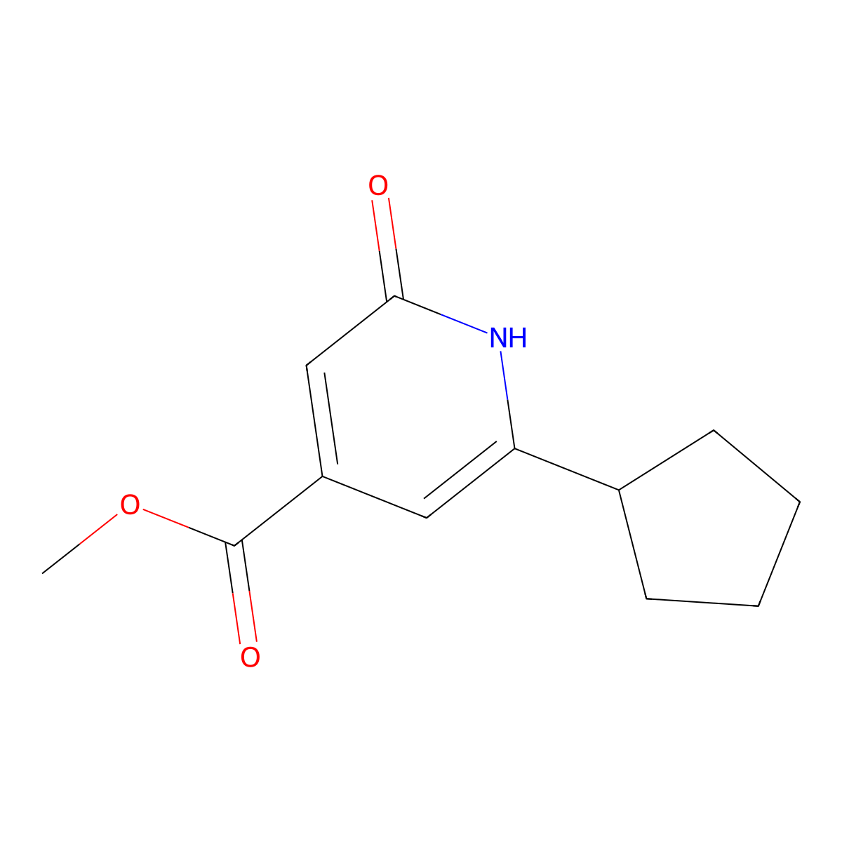 Methyl 6-cyclopentyl-2-oxo-1,2-dihydropyridine-4-carboxylate molecular structure, CAS 1495273-79-4