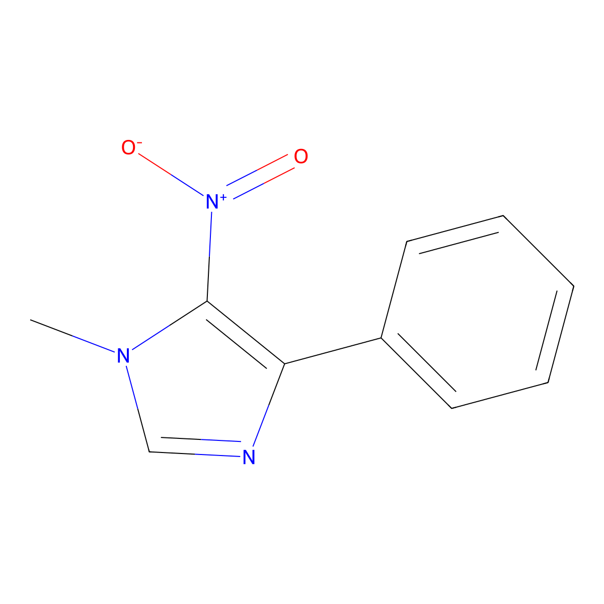 1H-Imidazole, 1-methyl-5-nitro-4-phenyl- molecular structure, CAS 14953-63-0