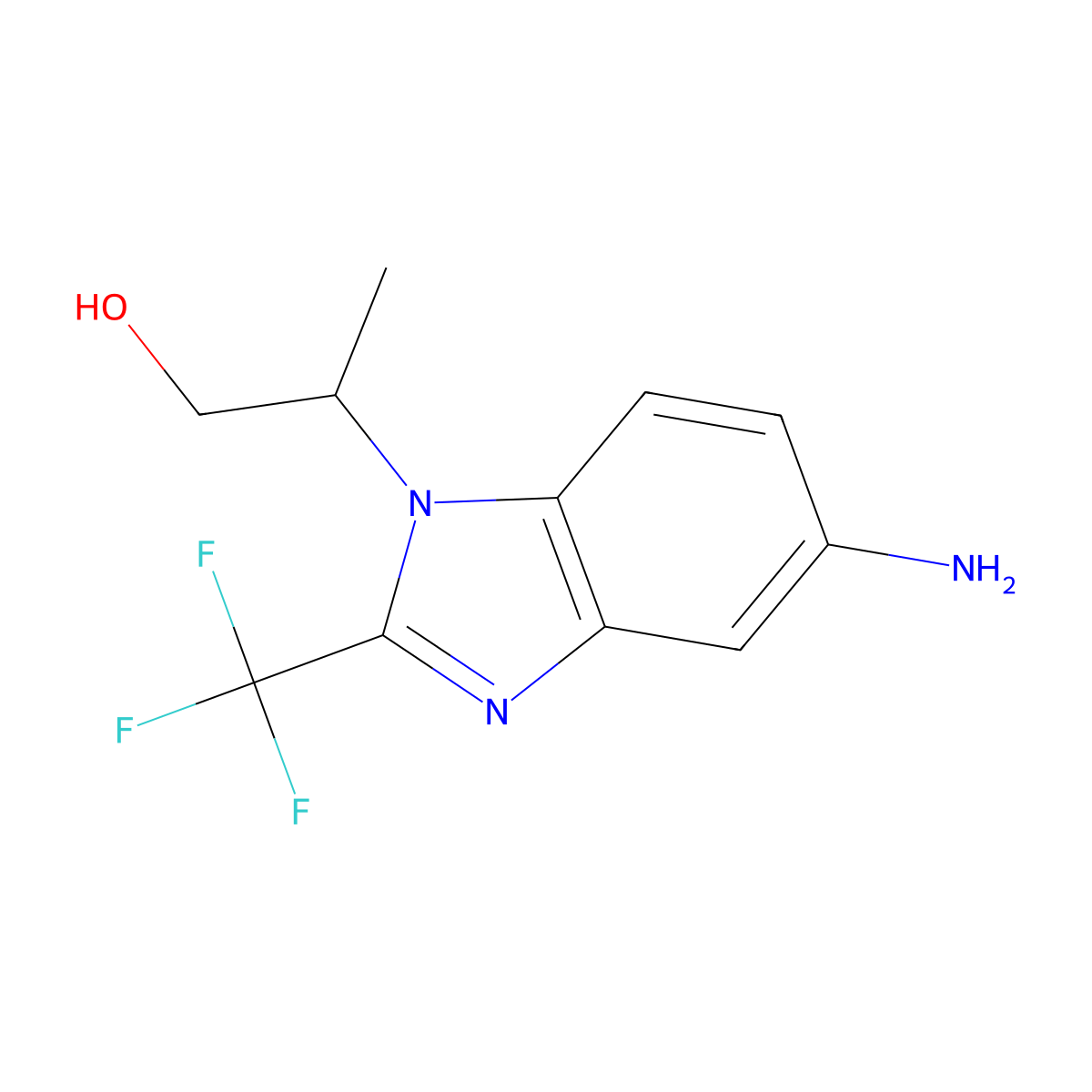 2-[5-amino-2-(trifluoromethyl)-1H-1,3-benzodiazol-1-yl]propan-1-ol molecular structure, CAS 1495306-49-4
