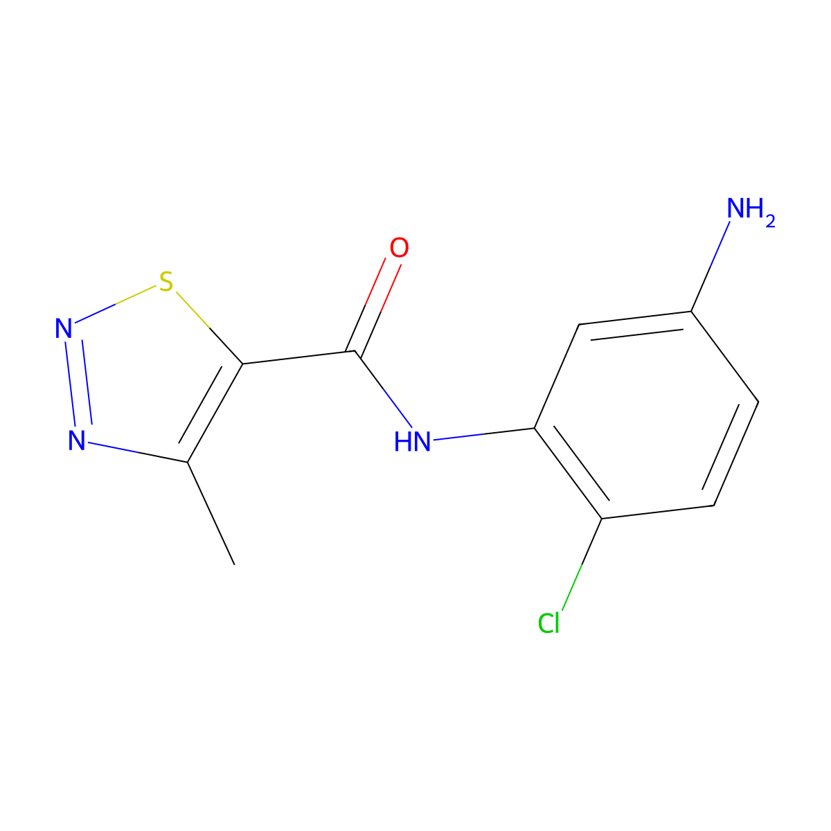 n-(5-Amino-2-chlorophenyl)-4-methyl-1,2,3-thiadiazole-5-carboxamide molecular structure, CAS 1495326-36-7
