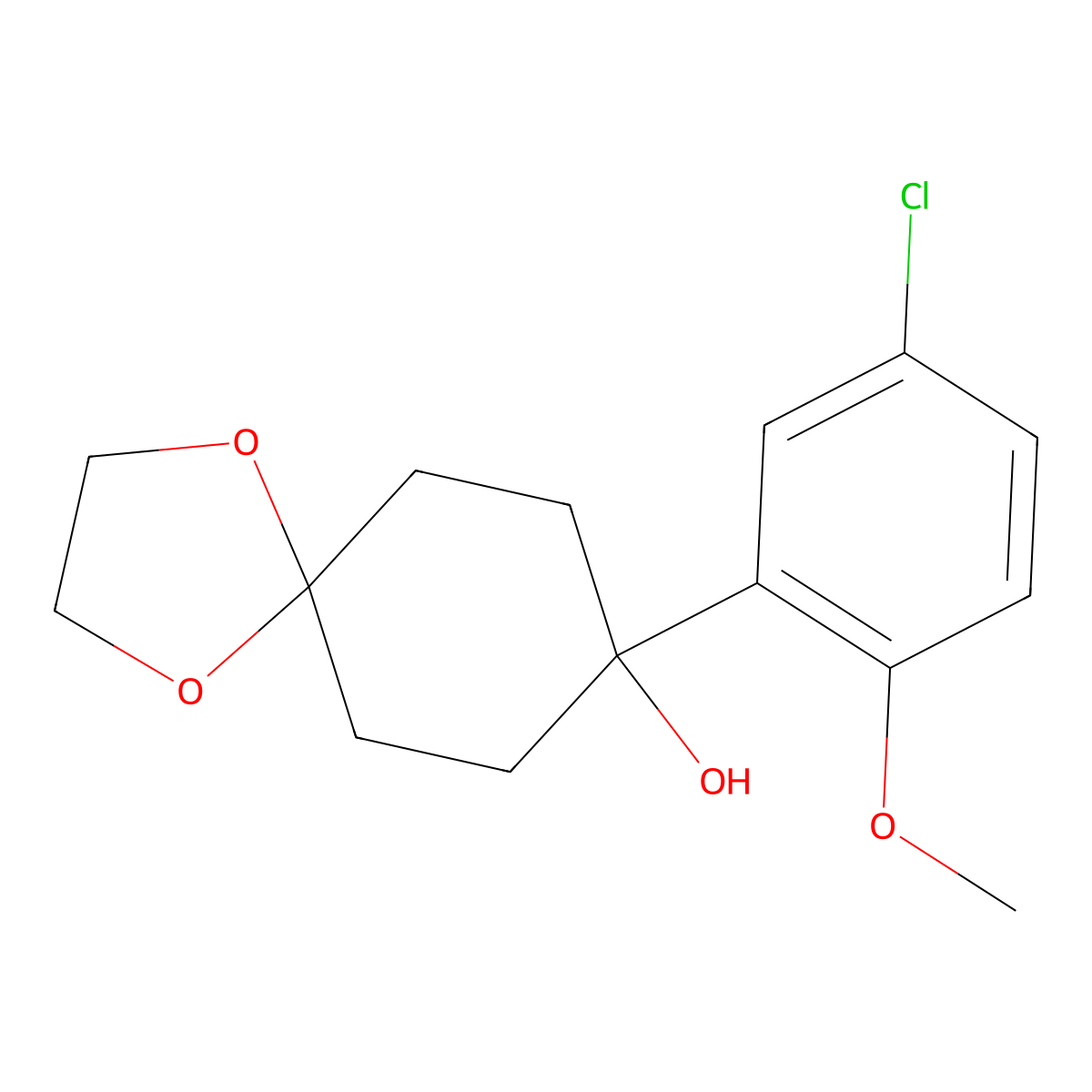 8-(5-Chloro-2-methoxyphenyl)-1,4-dioxaspiro[4.5]decan-8-ol molecular structure, CAS 1495327-04-2