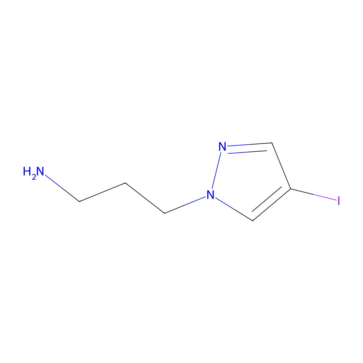 3-(4-iodo-1H-pyrazol-1-yl)propan-1-amine molecular structure, CAS 1495332-71-2