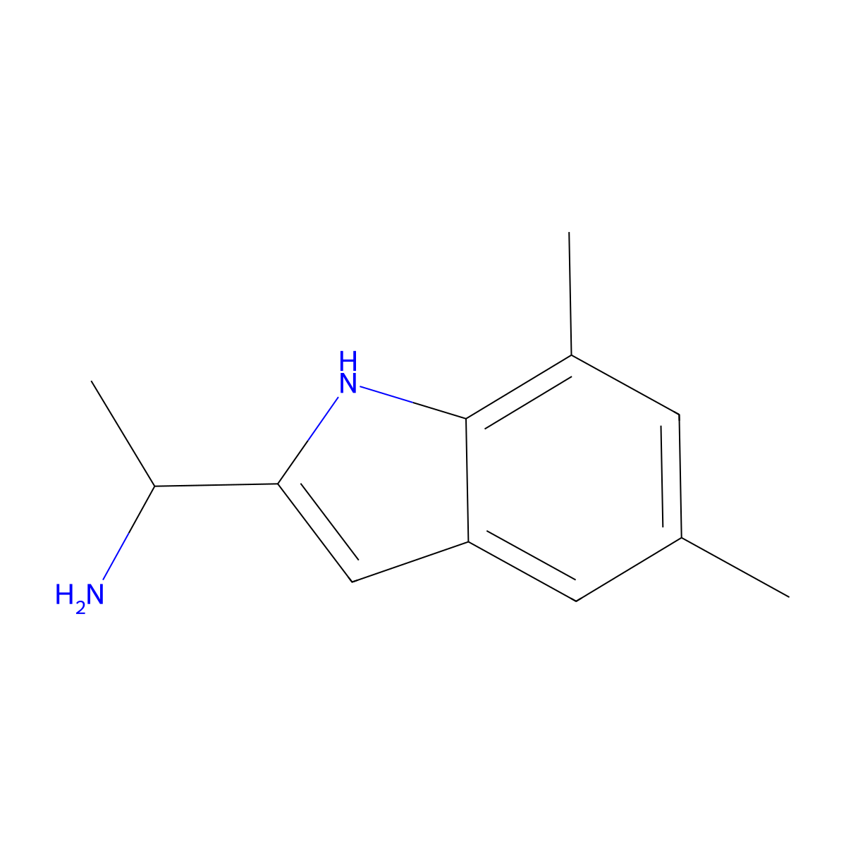 1-(5,7-dimethyl-1H-indol-2-yl)ethan-1-amine molecular structure, CAS 1495339-94-0