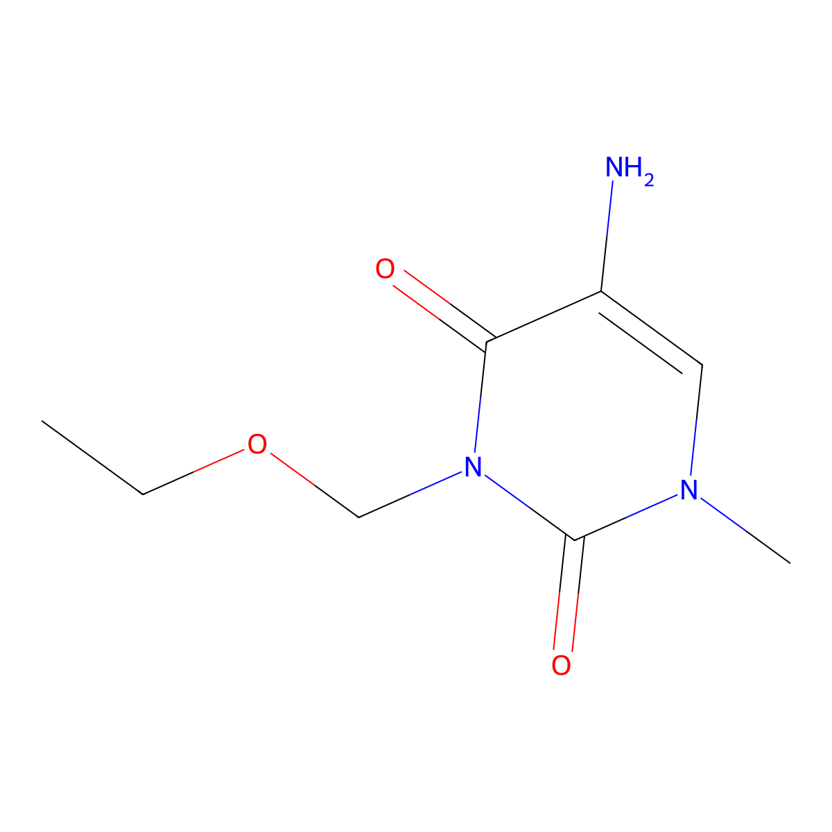 5-Amino-3-(ethoxymethyl)-1-methyl-1,2,3,4-tetrahydropyrimidine-2,4-dione molecular structure, CAS 1495395-10-2