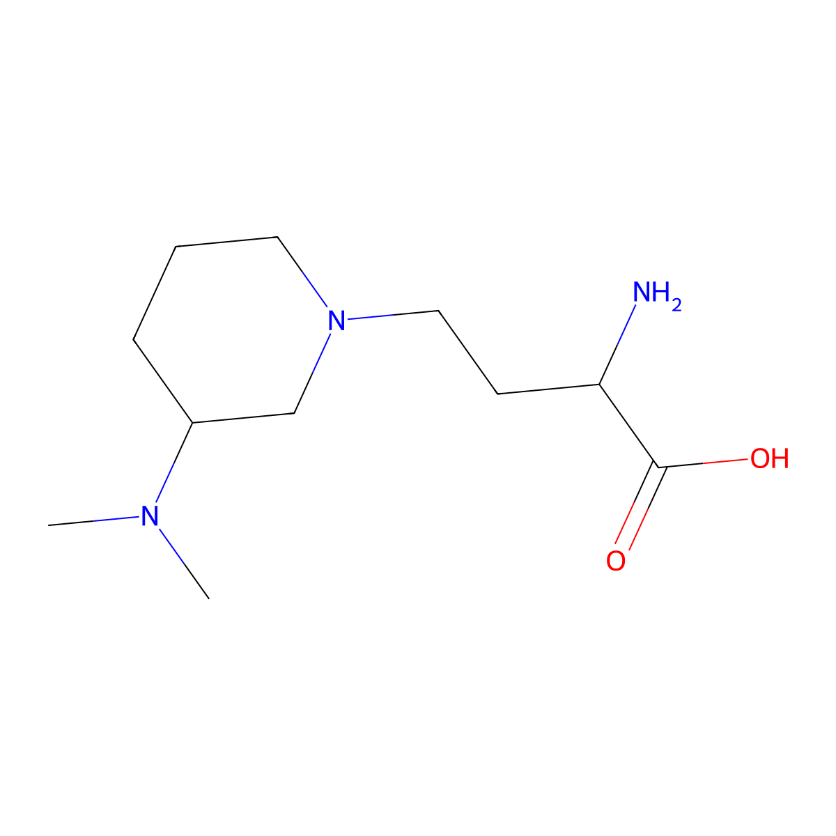 2-Amino-4-[3-(dimethylamino)piperidin-1-yl]butanoic acid molecular structure, CAS 1495397-41-5