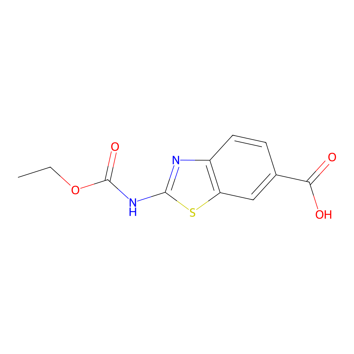 2-[(Ethoxycarbonyl)amino]-1,3-benzothiazole-6-carboxylic acid molecular structure, CAS 1495402-41-9