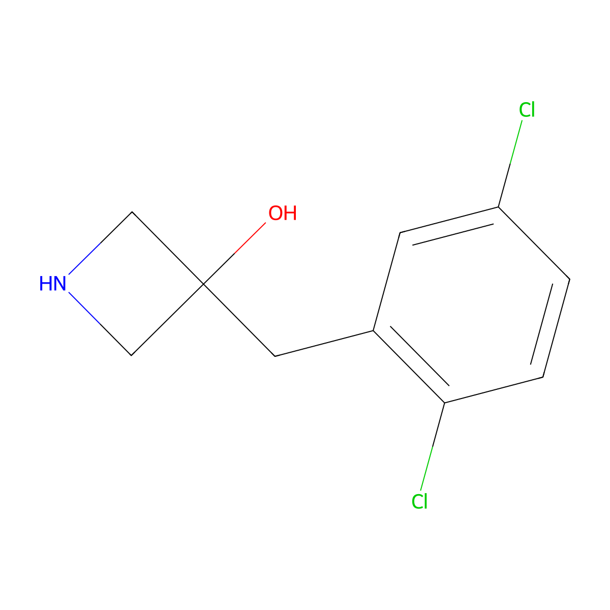 3-[(2,5-Dichlorophenyl)methyl]azetidin-3-ol molecular structure, CAS 1495417-22-5