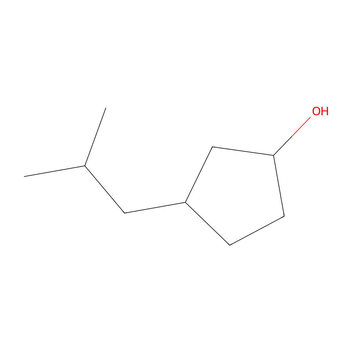 3-(2-Methylpropyl)cyclopentan-1-ol molecular structure, CAS 1495418-53-5