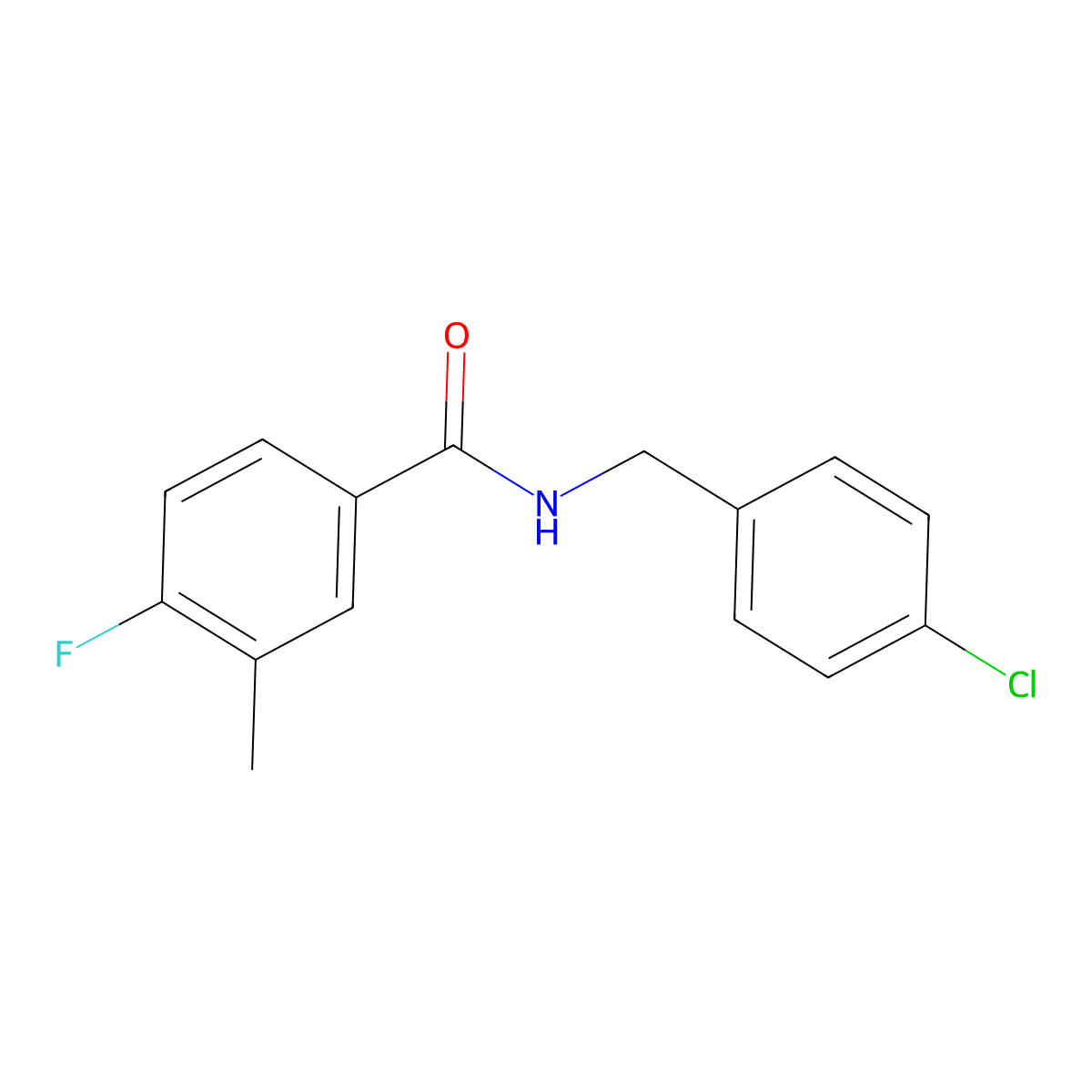N-[(4-chlorophenyl)methyl]-4-fluoro-3-methylbenzamide molecular structure, CAS 1495421-48-1