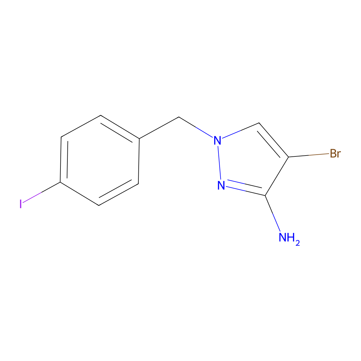 4-Bromo-1-(4-iodobenzyl)-1h-pyrazol-3-amine molecular structure, CAS 1495450-20-8