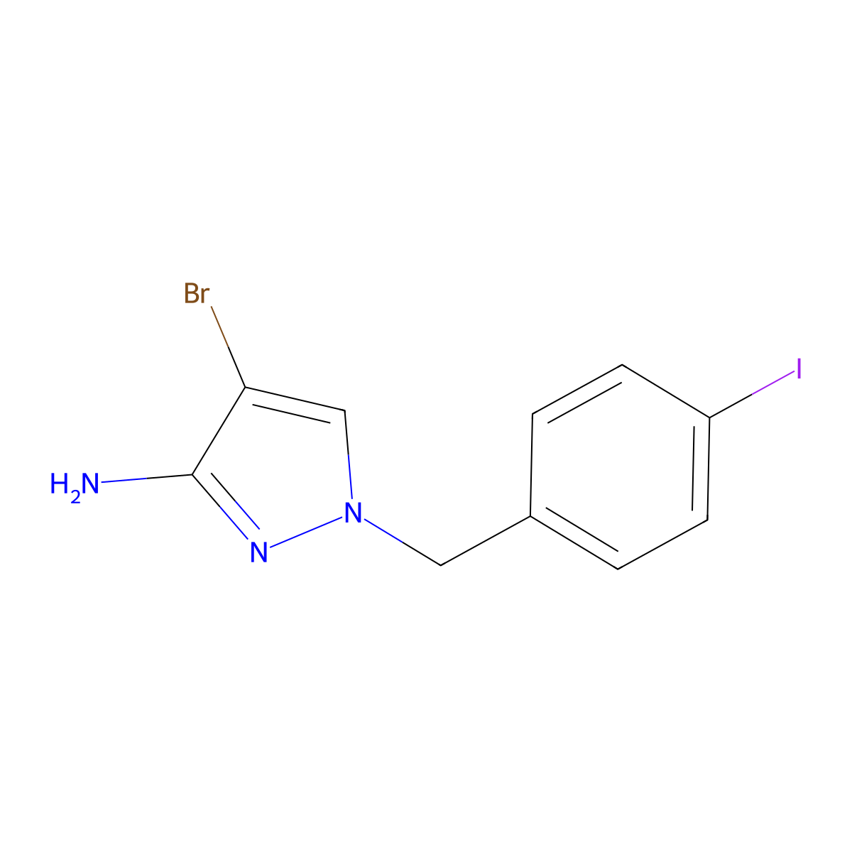 4-Bromo-1-(4-iodobenzyl)-1h-pyrazol-3-amine molecular structure, CAS 1495450-20-8